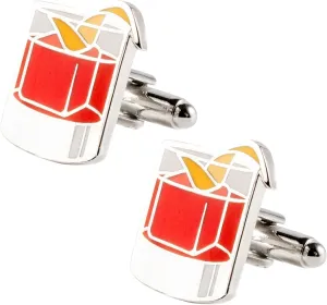 Negroni Cocktail Cuff Links - Enamel & Silver Plated | Novelty Bar Accessory for Bartenders & Cocktail Lovers