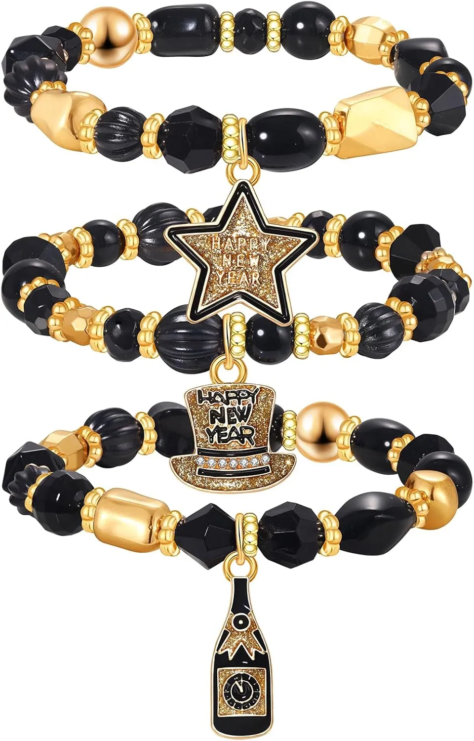 NLCAC Mardi Gras Bracelets for Women Glitter Mask Crown Fleur De Lis Charm Bracelets Purple Green Gold Beaded Stretch Bracelets Carnival Holiday Accessory Party Gifts