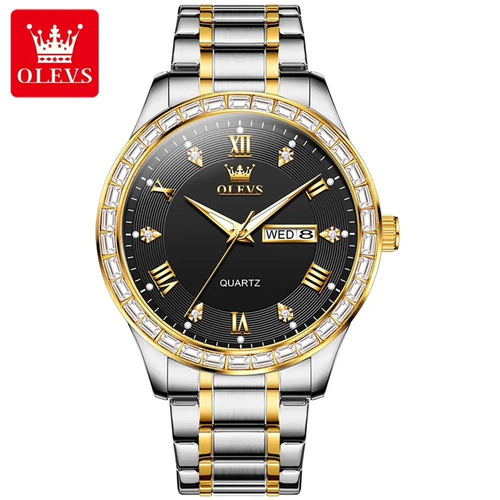 OLEVS 9906 Luxury Diamond Dial Quartz Wristwatch for Men