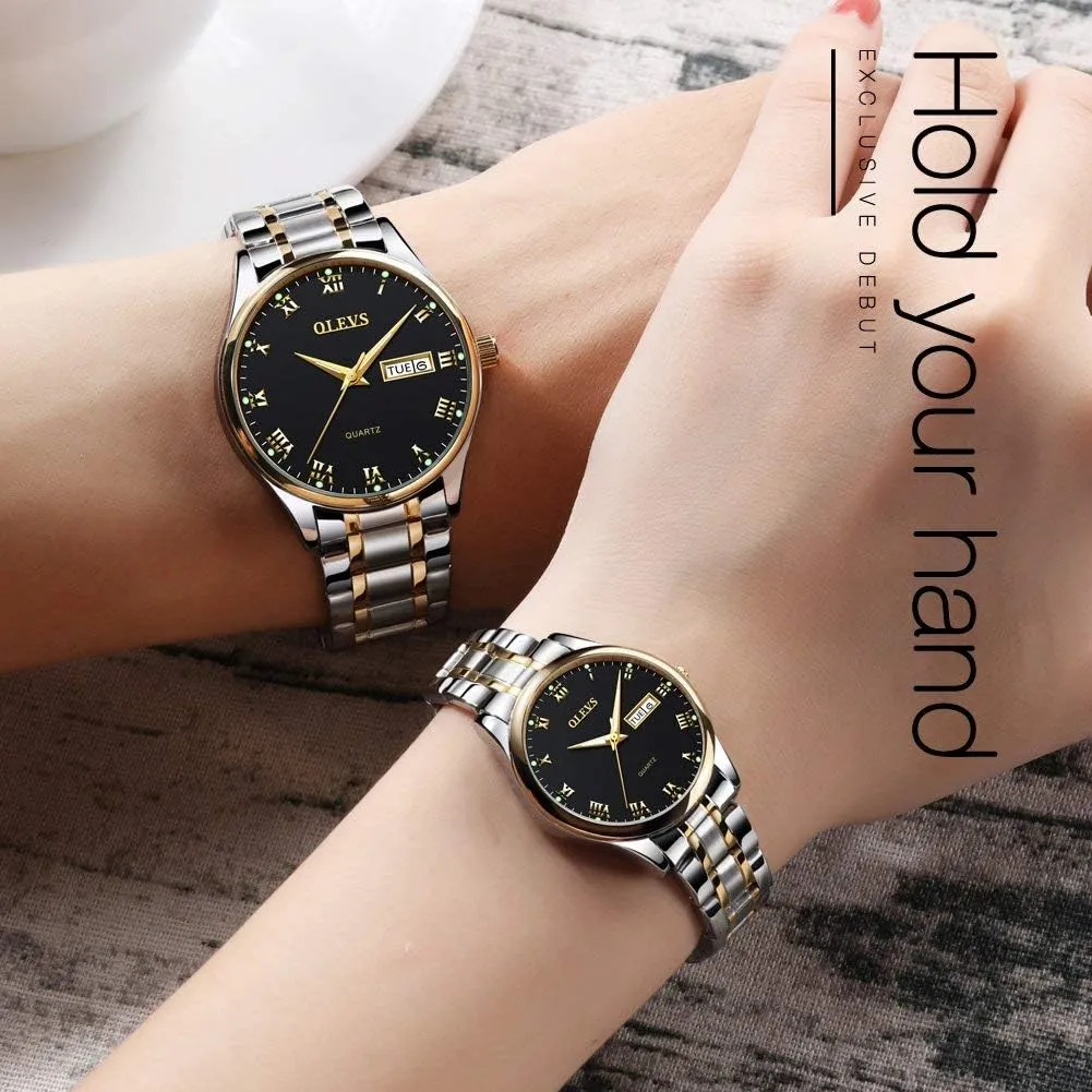 OLEVS Classic Watches for Women Analog Quartz Watch Stainless Steel Rugged Waterproof Watches Roman Numeral Unique Calendar Date Business Wrist Watch