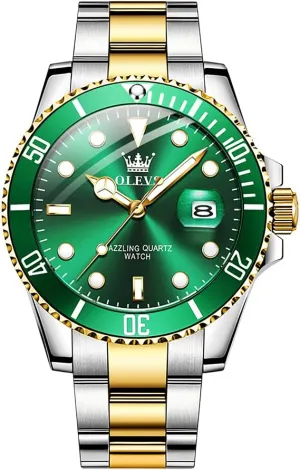 OLEVS Mens Watches Fashion Casual Analog Quartz Watch Waterproof Dress Wrist Watches with Stainless Steel Band Day Window for Men