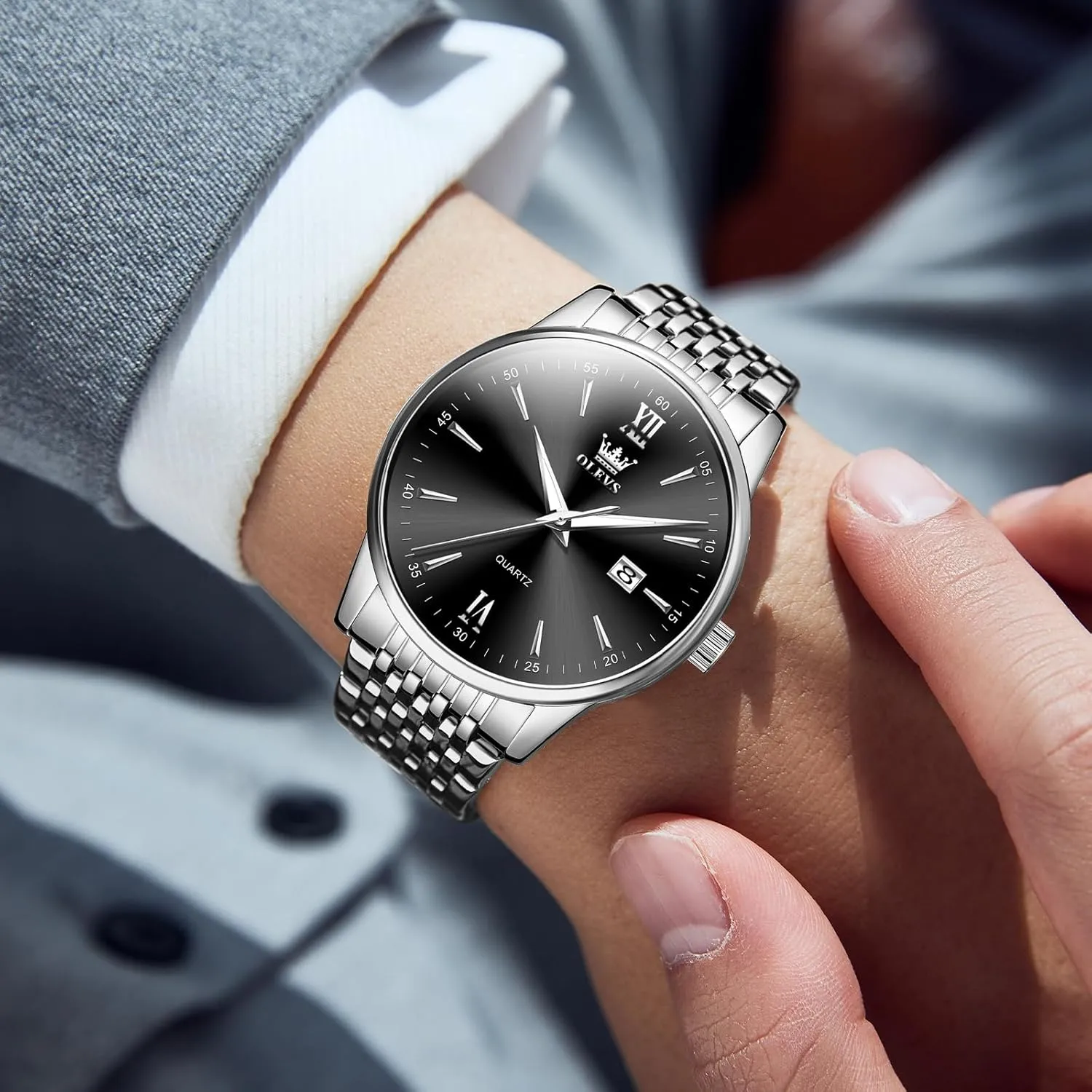OLEVS Mens WatchesBig Dial Watches for MenDay Date Watches MenMens Waterproof WatchesMens Stainless Steel WatchesAnalog Quartz Men's WatchesRelojes para Hombre