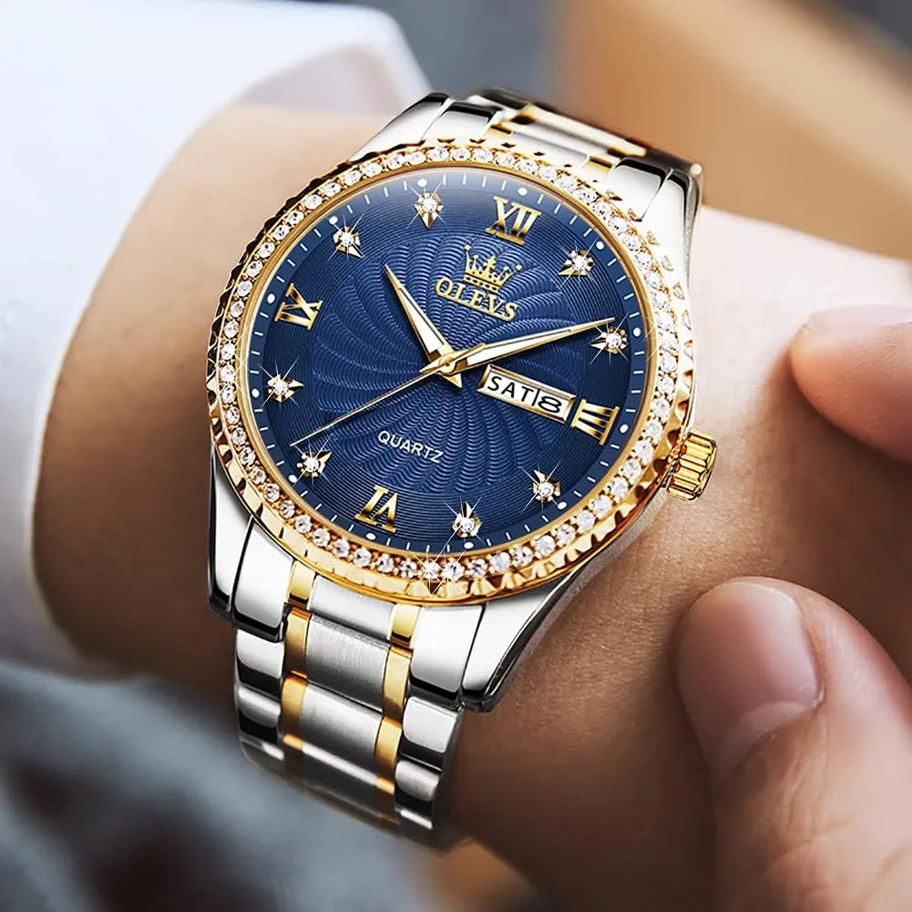 OLEVS Mens WatchesBig Dial Watches for MenDay Date Watches MenMens Waterproof WatchesMens Stainless Steel WatchesAnalog Quartz Men's WatchesRelojes para Hombre