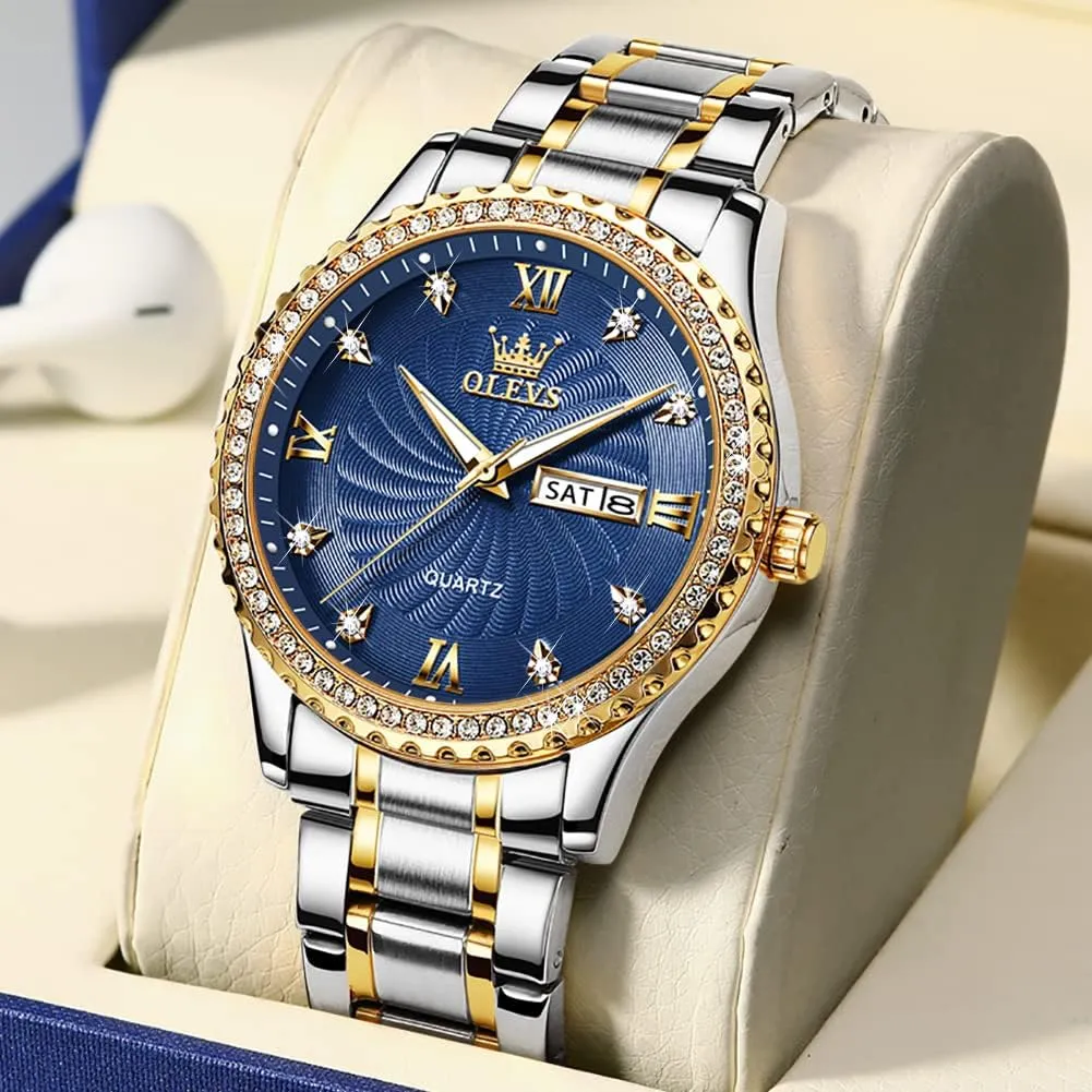 OLEVS Mens WatchesBig Dial Watches for MenDay Date Watches MenMens Waterproof WatchesMens Stainless Steel WatchesAnalog Quartz Men's WatchesRelojes para Hombre