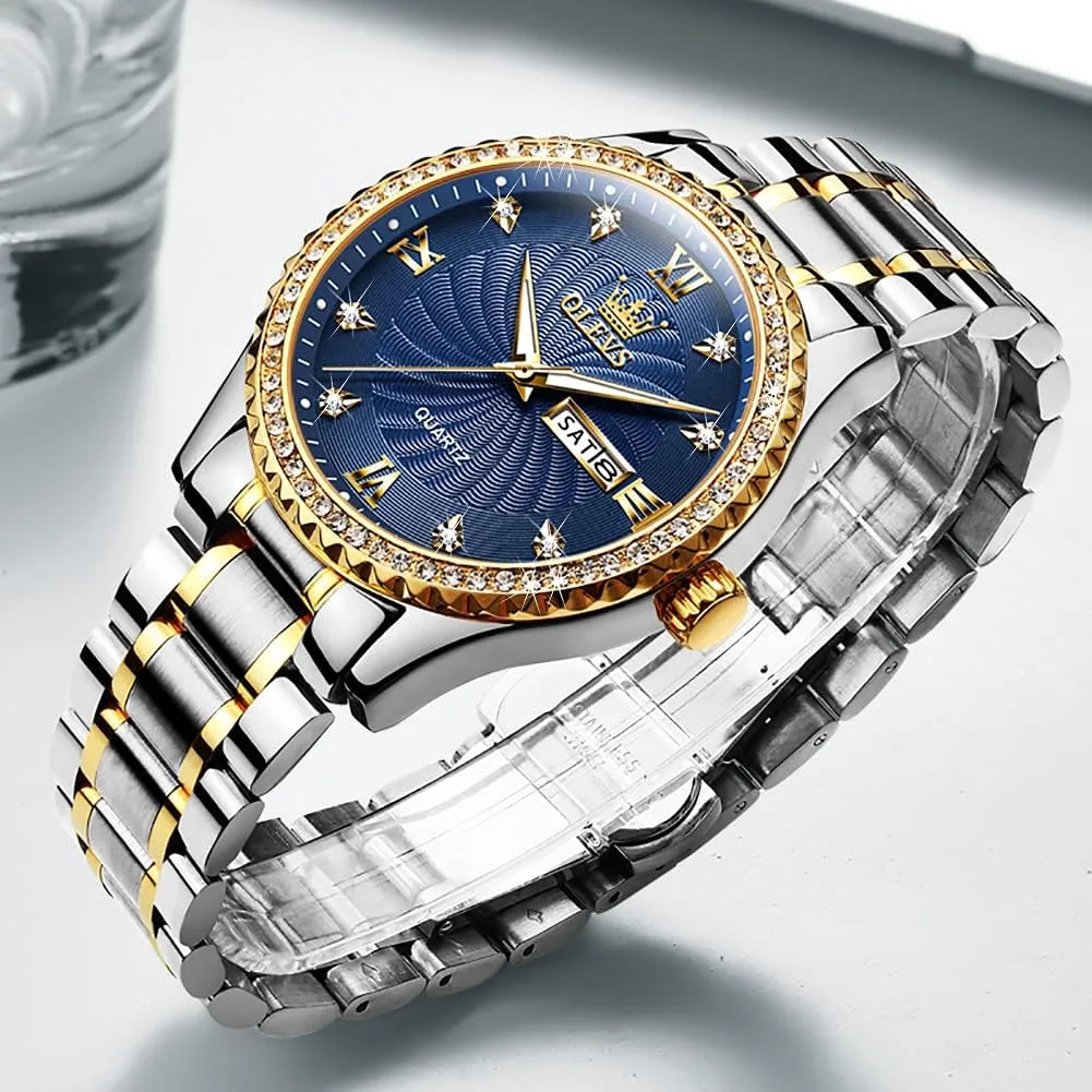 OLEVS Mens WatchesBig Dial Watches for MenDay Date Watches MenMens Waterproof WatchesMens Stainless Steel WatchesAnalog Quartz Men's WatchesRelojes para Hombre