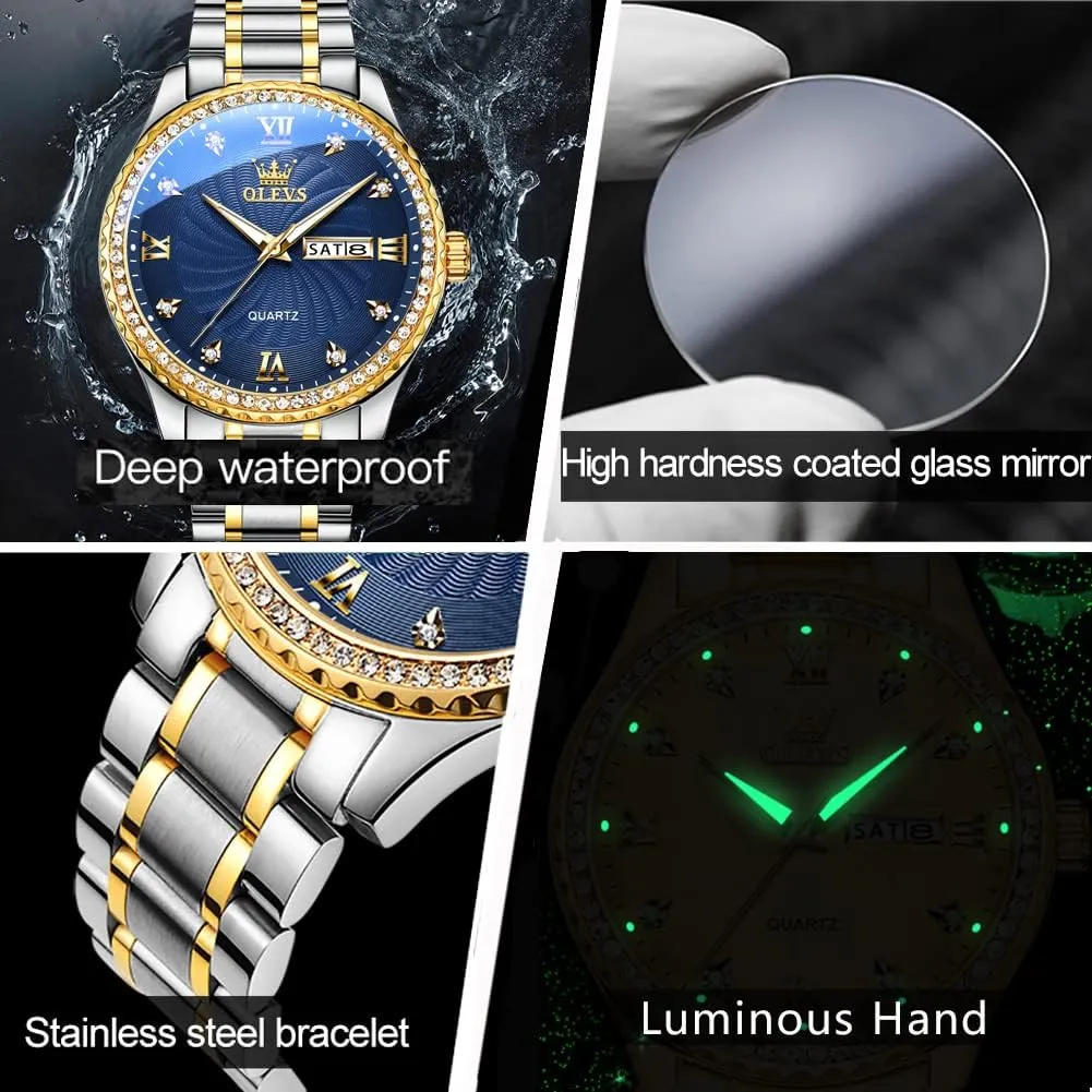 OLEVS Mens WatchesBig Dial Watches for MenDay Date Watches MenMens Waterproof WatchesMens Stainless Steel WatchesAnalog Quartz Men's WatchesRelojes para Hombre