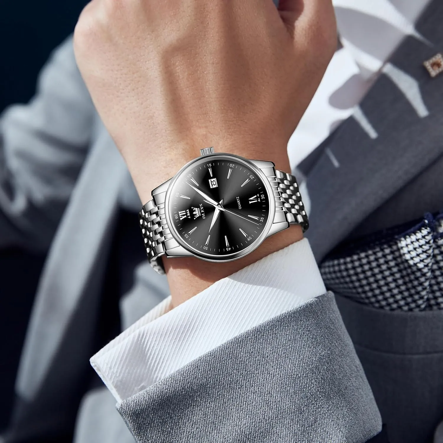OLEVS Mens WatchesBig Dial Watches for MenDay Date Watches MenMens Waterproof WatchesMens Stainless Steel WatchesAnalog Quartz Men's WatchesRelojes para Hombre