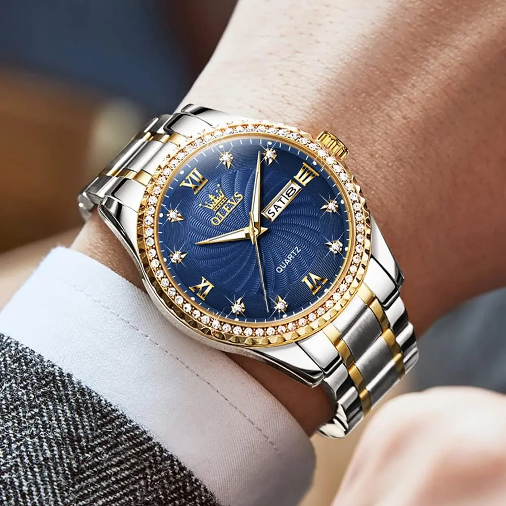 OLEVS Mens WatchesBig Dial Watches for MenDay Date Watches MenMens Waterproof WatchesMens Stainless Steel WatchesAnalog Quartz Men's WatchesRelojes para Hombre