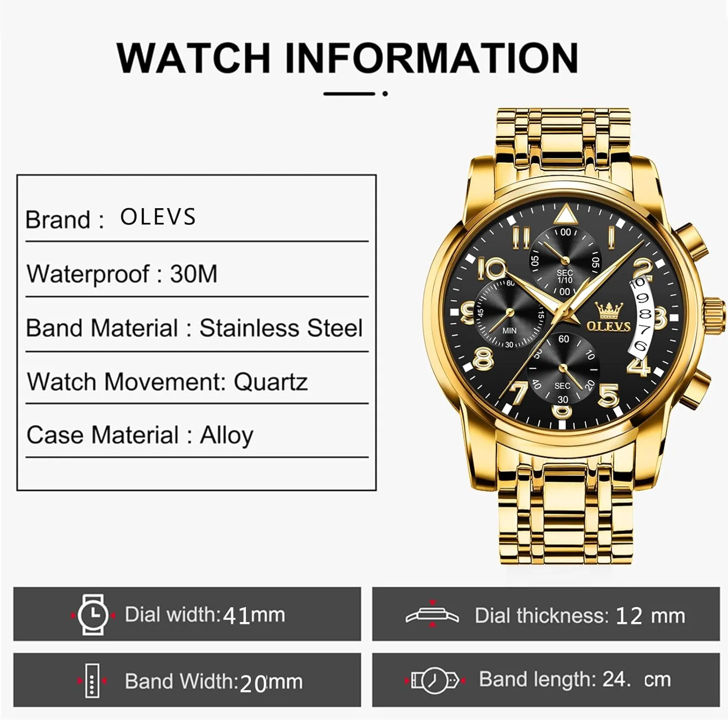 OLEVS Watches for Men with Date Luxury Big Face Waterproof Mens Wristwatch Analog Dress Two Tone Stainless Steel Man Watch Luminous Relojes De Hombre Calendar(Green/Blue/Black Dial