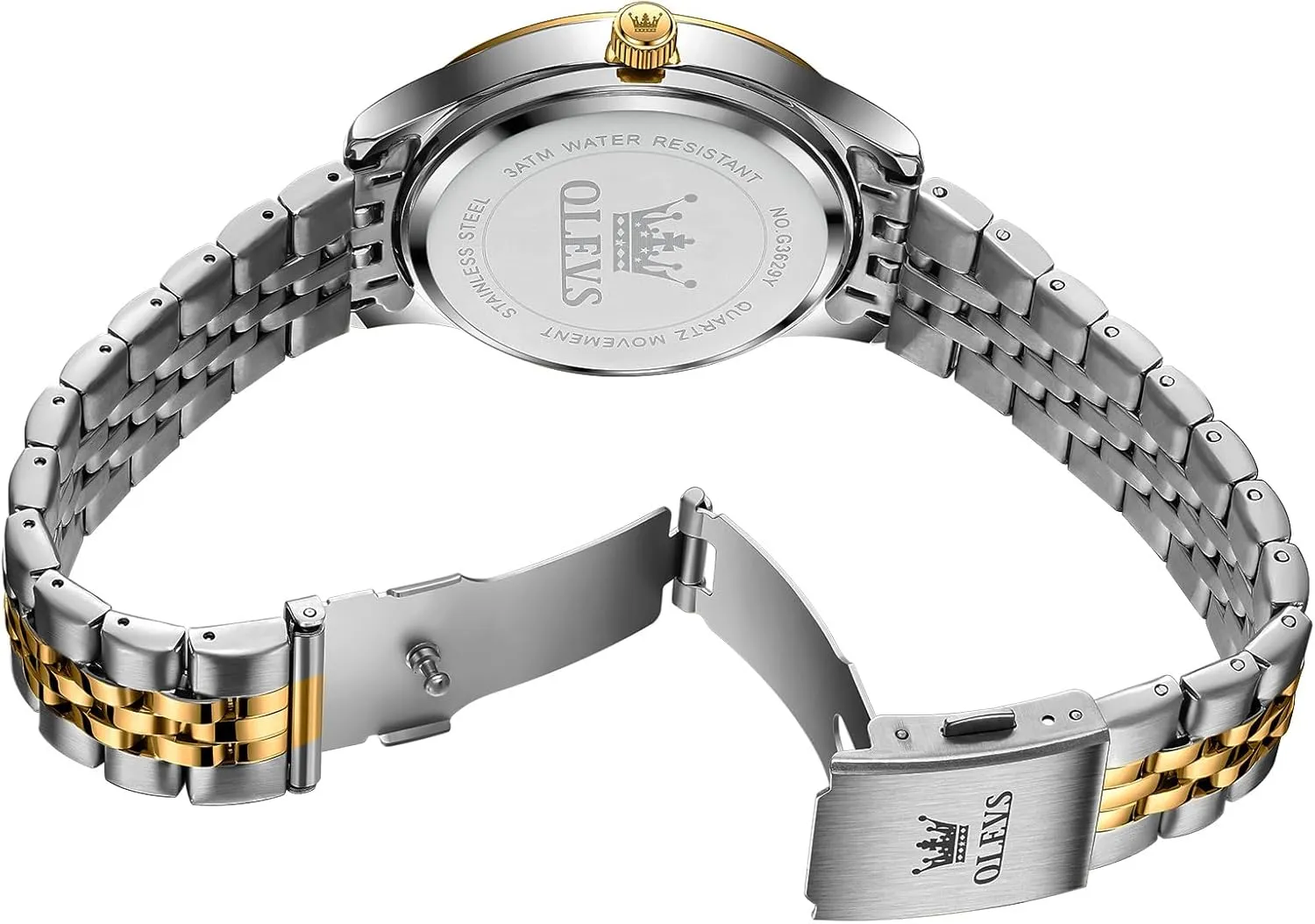OLEVS Women's Stainless Steel Watch, Small Face Vintage Gold Silver Two Tone Analog Womens Quartz Watch, Casual Waterproof Luminous Calendar Date Ladies Watches