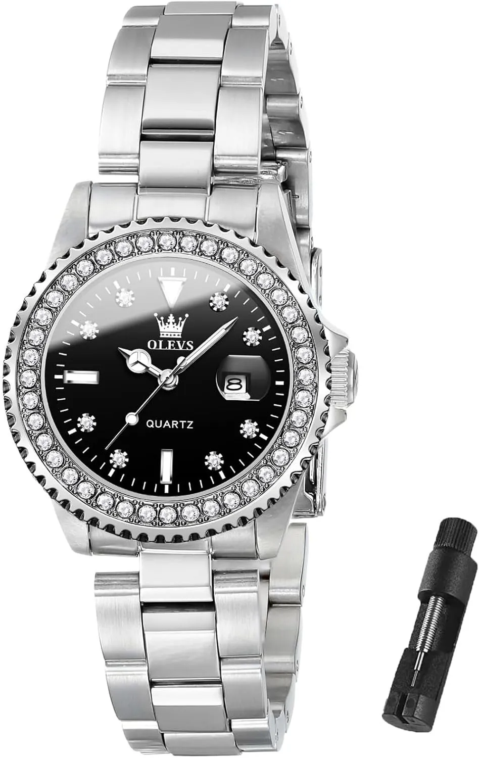 OLEVS Womens Watch Elegant Dress Diamond Analog Quartz Watch Two Tone Stainless Steel Waterproof Luminous Wristwatch
