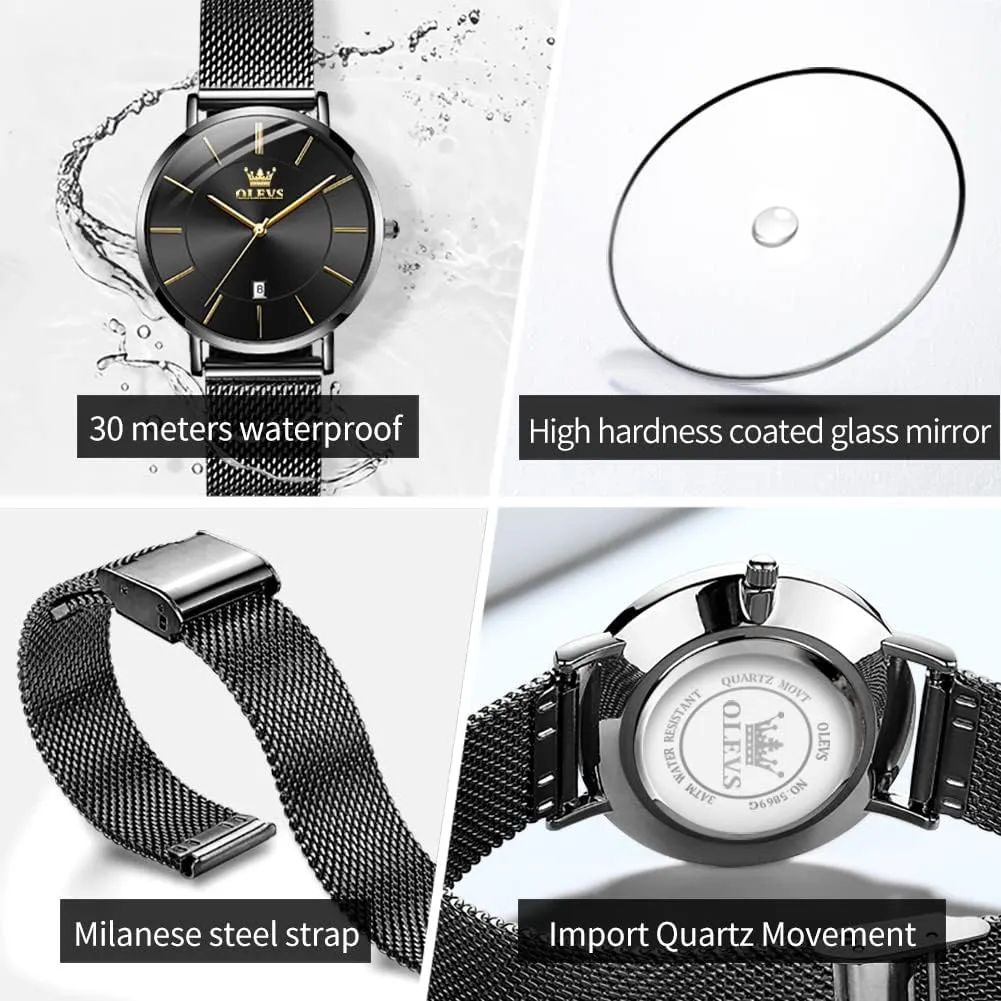 OLEVS Womens Watch Elegant Dress Diamond Female Watches for Ladies Analog Quartz Leather Waterproof Quicksand Large Face Wristwatch