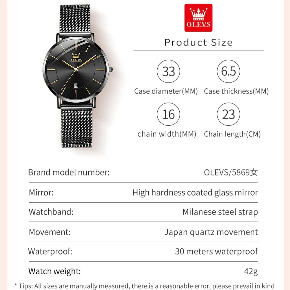 OLEVS Womens Watch Elegant Dress Diamond Female Watches for Ladies Analog Quartz Leather Waterproof Quicksand Large Face Wristwatch
