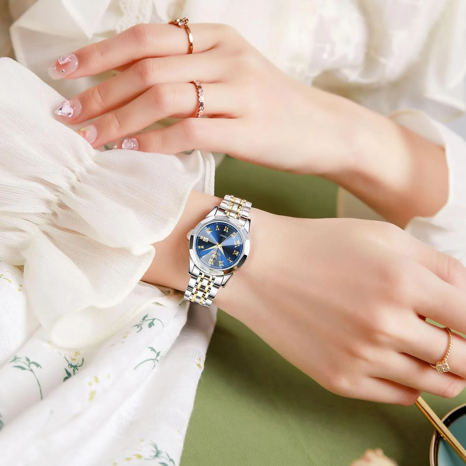 OLEVS Women's Wrist Watches, Small Wrist Stainless Steel Watch for Women, Fashion Dress Analog Quartz Ladies Watch