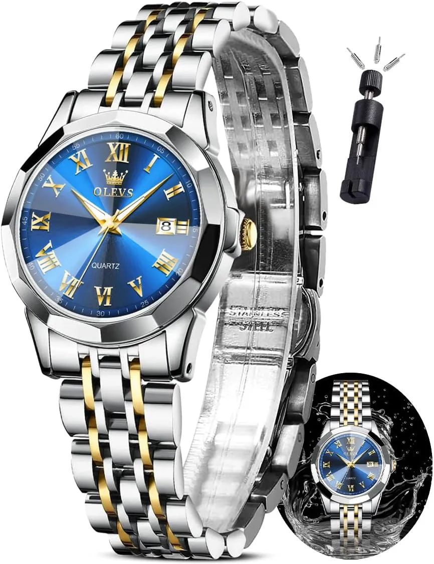 OLEVS Women's Wrist Watches, Small Wrist Stainless Steel Watch for Women, Fashion Dress Analog Quartz Ladies Watch