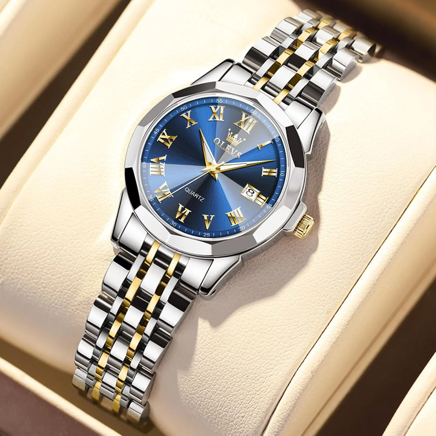 OLEVS Women's Wrist Watches, Small Wrist Stainless Steel Watch for Women, Fashion Dress Analog Quartz Ladies Watch