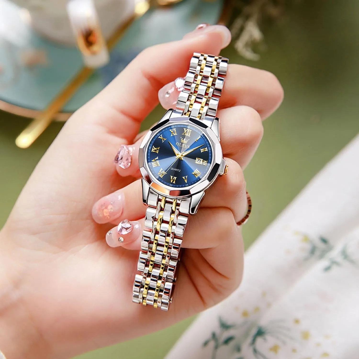 OLEVS Women's Wrist Watches, Small Wrist Stainless Steel Watch for Women, Fashion Dress Analog Quartz Ladies Watch