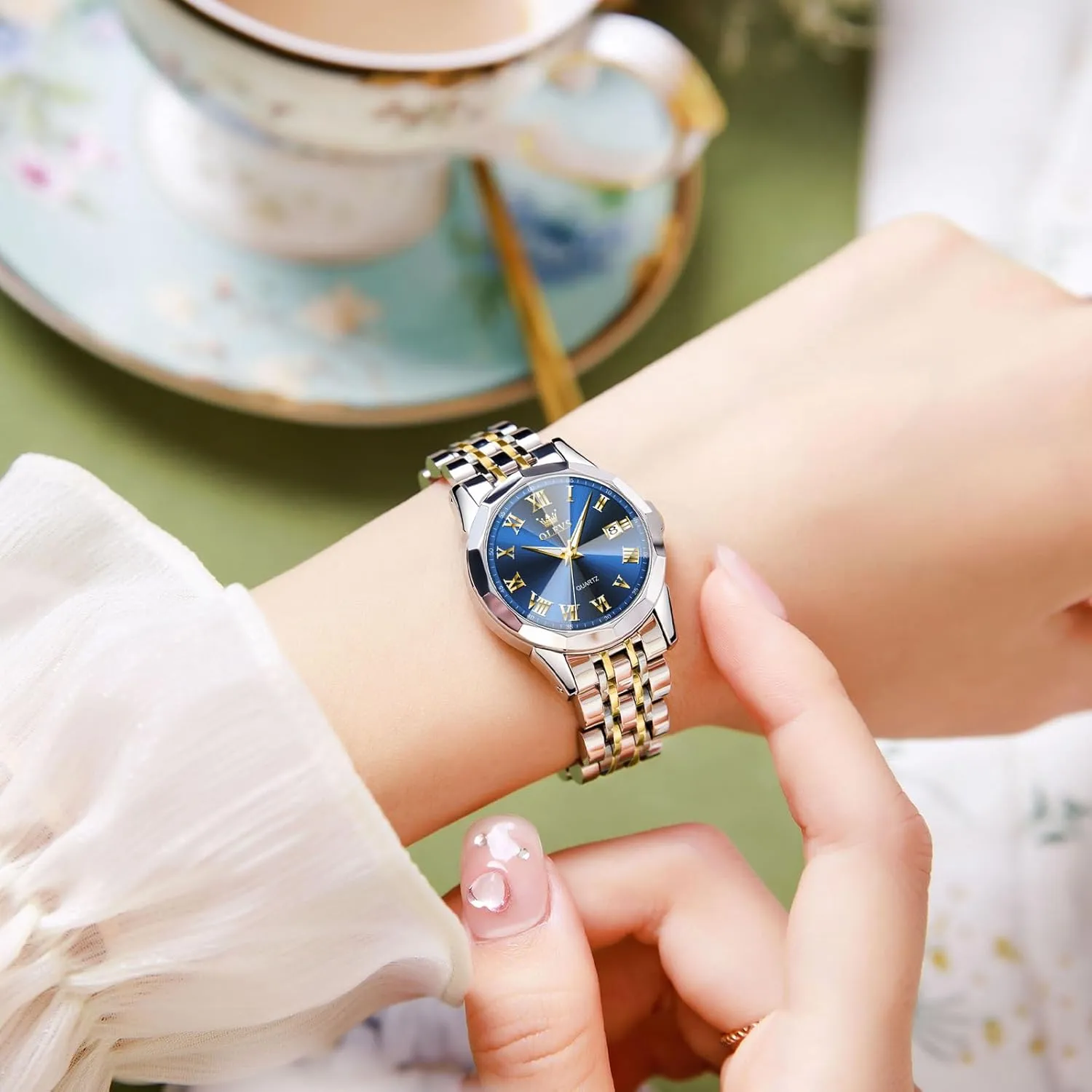 OLEVS Women's Wrist Watches, Small Wrist Stainless Steel Watch for Women, Fashion Dress Analog Quartz Ladies Watch