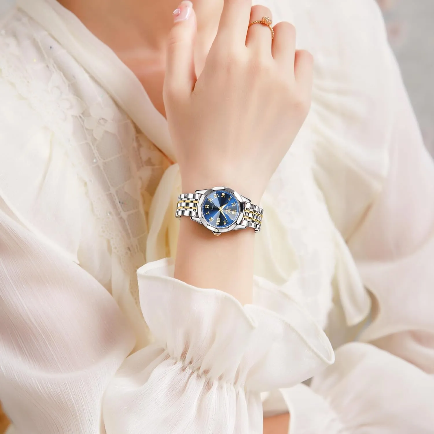 OLEVS Women's Wrist Watches, Small Wrist Stainless Steel Watch for Women, Fashion Dress Analog Quartz Ladies Watch