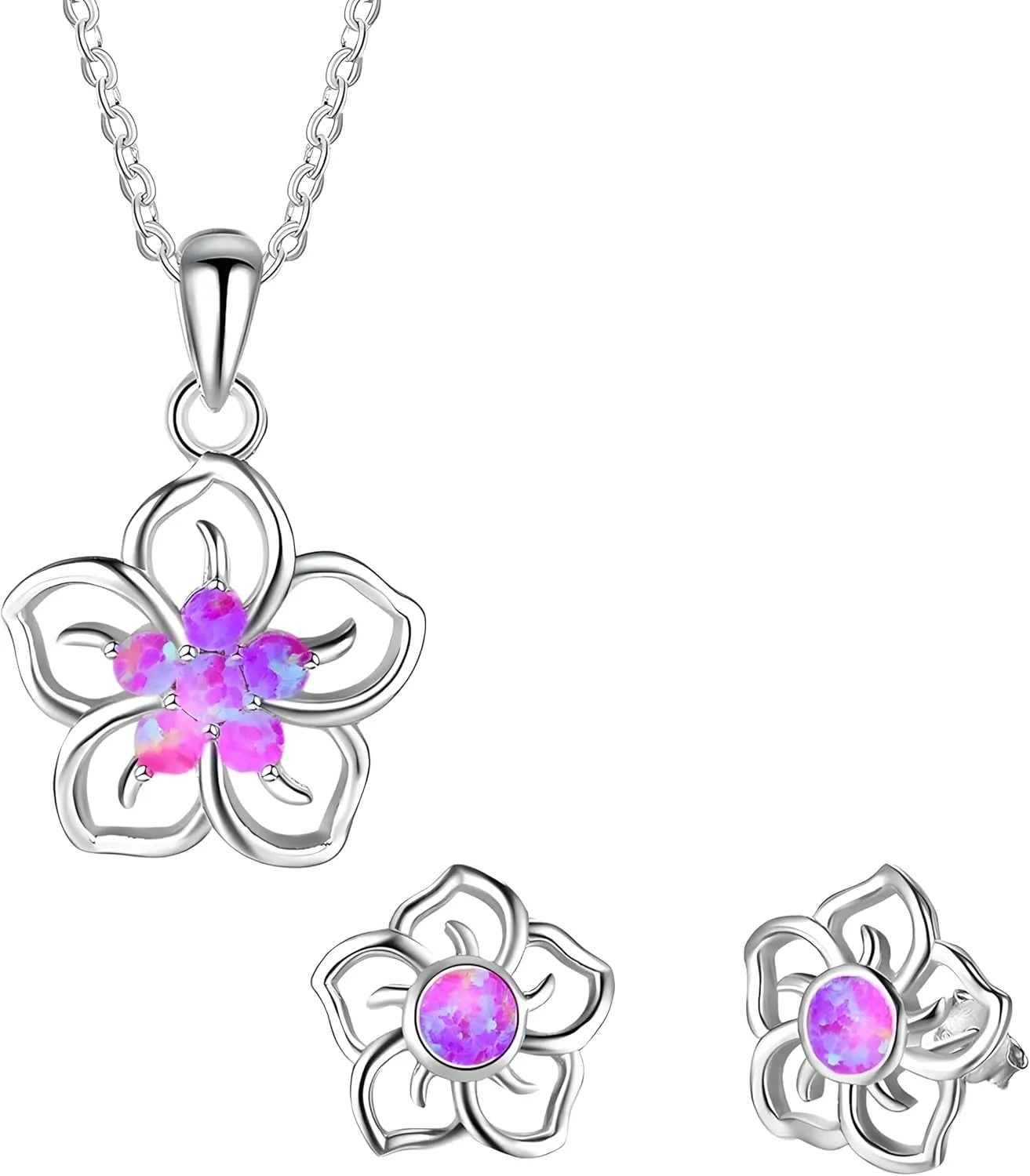 Opal set VanThai Le - Flower Jewelry For Women Wedding Accessories Imitation Earrings With Neckalce