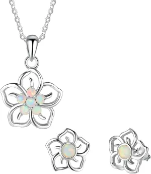 Opal set VanThai Le - Flower Jewelry For Women Wedding Accessories Imitation Earrings With Neckalce