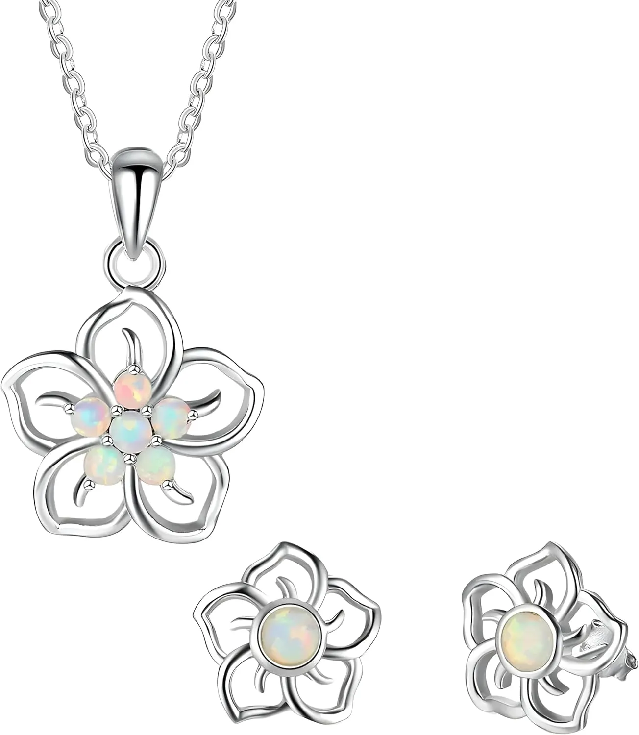 Opal set VanThai Le - Flower Jewelry For Women Wedding Accessories Imitation Earrings With Neckalce