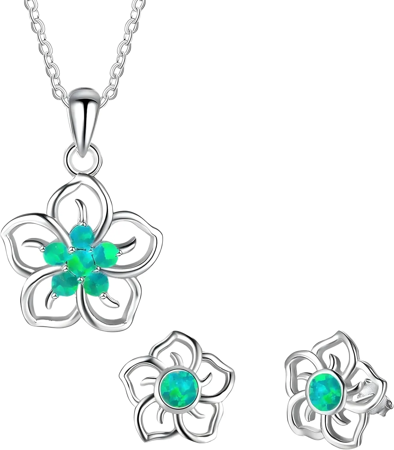 Opal set VanThai Le - Flower Jewelry For Women Wedding Accessories Imitation Earrings With Neckalce
