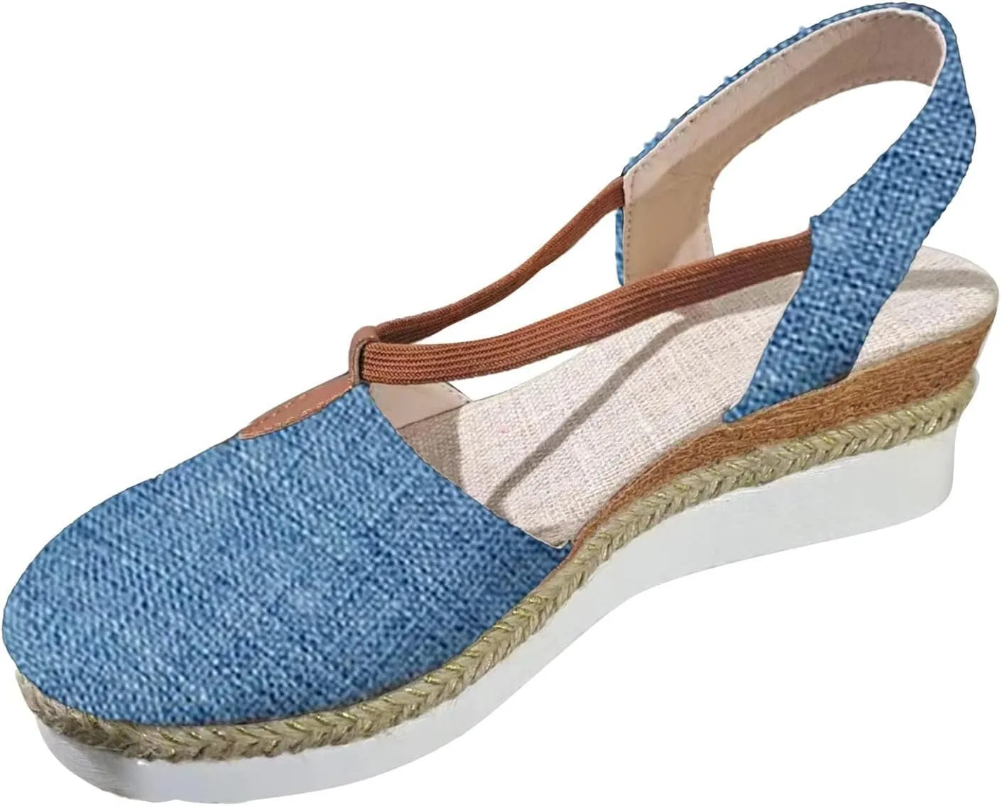 Orthopedic Platform Wedge Sandals for Women Summer Dressy Close Toe Espadrilles Ankle Strap Comfortable Non-Slip Low Heel Sandal Casual Beach Boho Flat Sandal Cross-Border Outdoor Orthopedic Shoes