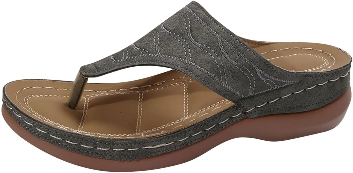 Orthopedic Sandals for Women Summer Dressy Slip On Shoes Arch Support Comfortable Wedge Sandals Non Slip Flip Flops