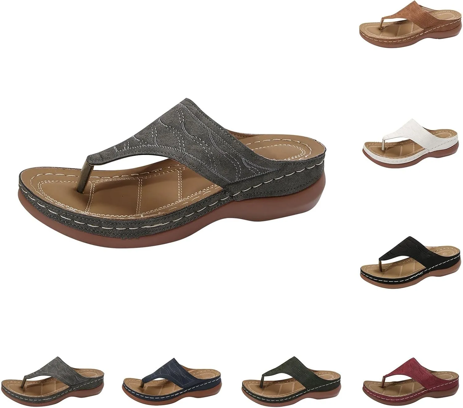 Orthopedic Sandals for Women Summer Dressy Slip On Shoes Arch Support Comfortable Wedge Sandals Non Slip Flip Flops