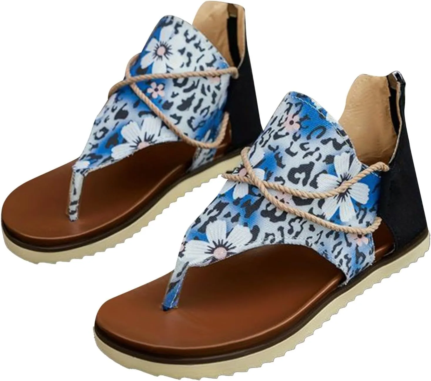 Orthopedic Wedge Sandals For Women Sandals For Women Summer Fashion Print Flat Shoes Retro Flip Gold Sandals For Women