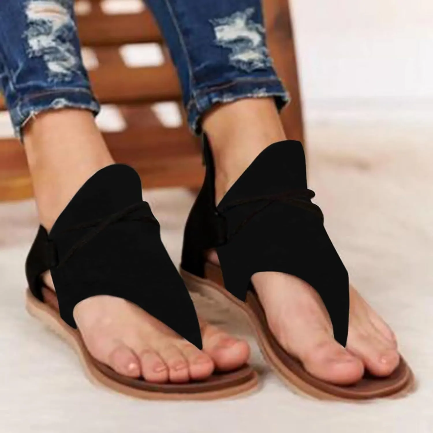 Orthopedic Wedge Sandals For Women Sandals For Women Summer Fashion Print Flat Shoes Retro Flip Gold Sandals For Women