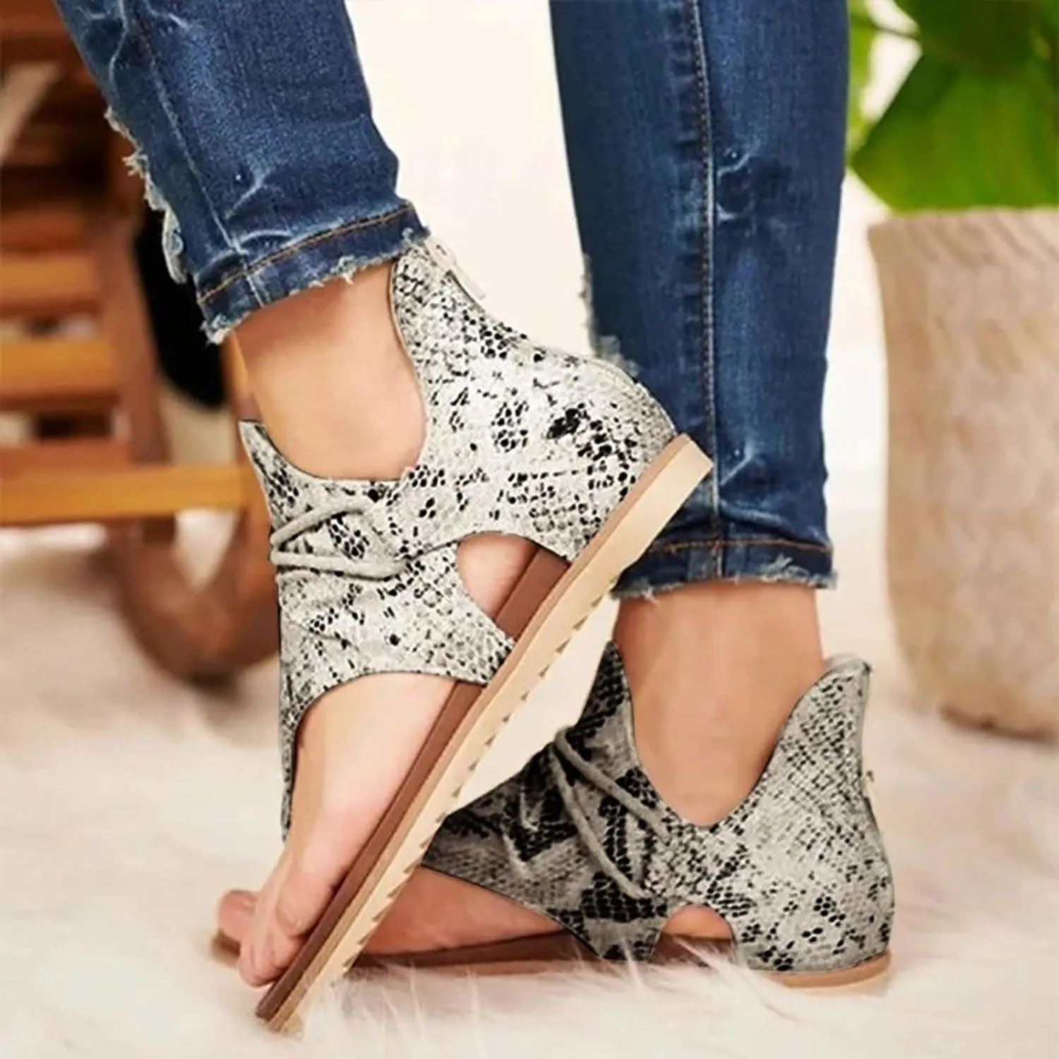 Orthopedic Wedge Sandals For Women Sandals For Women Summer Fashion Print Flat Shoes Retro Flip Gold Sandals For Women