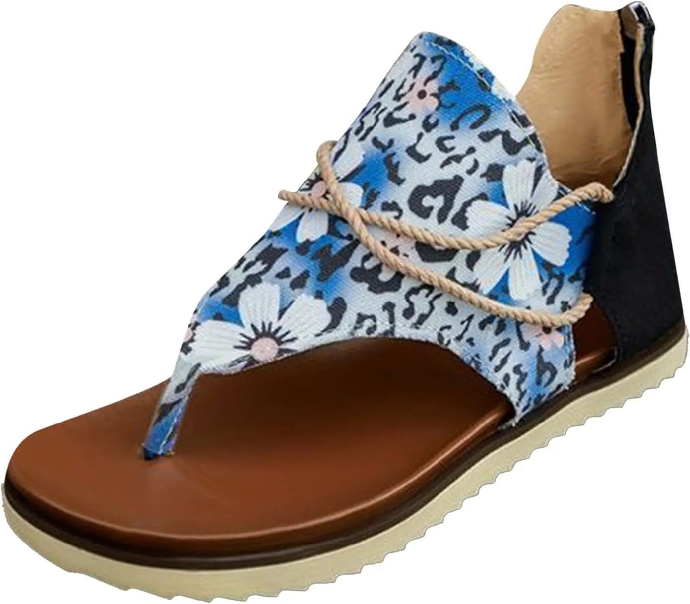 Orthopedic Wedge Sandals For Women Sandals For Women Summer Fashion Print Flat Shoes Retro Flip Gold Sandals For Women