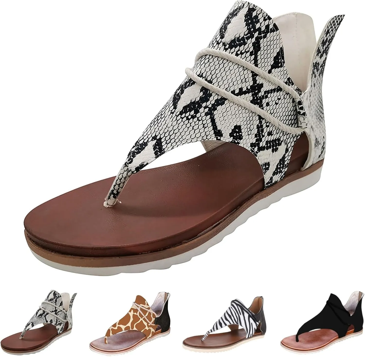 Orthopedic Wedge Sandals For Women Sandals For Women Summer Fashion Print Flat Shoes Retro Flip Gold Sandals For Women