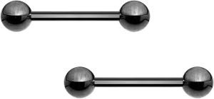 Pair 14G Black Titanium Barbell Tongue Rings Bars Barbells 1 and 1/4" (32mm) 5 mm Balls Body Unique Jewelry Delicate Design Piercing Steel Surgical For Women