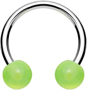 Pair Glow in the Dark Horseshoe Circular Barbell Ring Septum Tragus Lip Piercing 14g (1.6 mm) Green Body Unique Jewelry Delicate Design Piercing Steel Surgical For Women