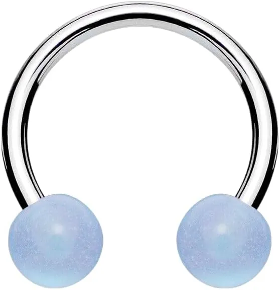 Pair Glow in the Dark Horseshoe Circular Barbell Ring Septum Tragus Lip Piercing 16g (1.2 mm) Blue Body Unique Jewelry Delicate Design Piercing Steel Surgical For Women