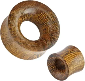 Pair of Concave Hollow Saddle Fit Snake Wood Tunnel Ear Plugs 7/8" (22 mm) Body Unique Jewelry Delicate Design Piercing Steel Surgical For Women