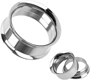 Pair of Surgical Steel Double Flare Screw Fit Tunnel Ear Plugs Gauge 1/2" (12 mm) Body Unique Jewelry Delicate Design Piercing Steel Surgical For Women