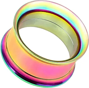 Pair Rainbow IP Surgical Steel Double Flare Screw Fit Tunnel Ear Plugs Gauge 8g (3.2 mm) Body Unique Jewelry Delicate Design Piercing Steel Surgical For Women