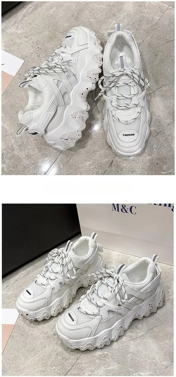 Pastel Macaron Chunky Sneakers for Women & Girls - Retro Y2K Platform Cute Shoes with Breathable Mesh, Perfect for Back-to-School, Beach Travel, Comfy Streetwear, Trendy Everyday Minimalist
