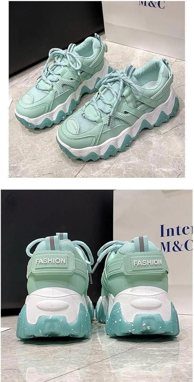 Pastel Macaron Chunky Sneakers for Women & Girls - Retro Y2K Platform Cute Shoes with Breathable Mesh, Perfect for Back-to-School, Beach Travel, Comfy Streetwear, Trendy Everyday Minimalist
