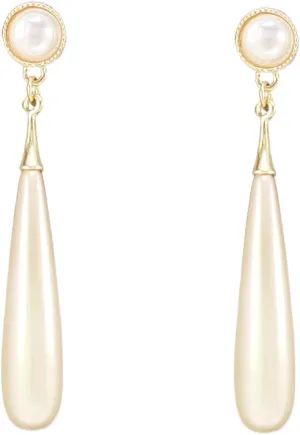 Pearl Dangle Earrings for Women White Champagne Imitation Dangling Earrings Simulated Pearl Drop Earring Nickel Free Fashion Gift Jewelry