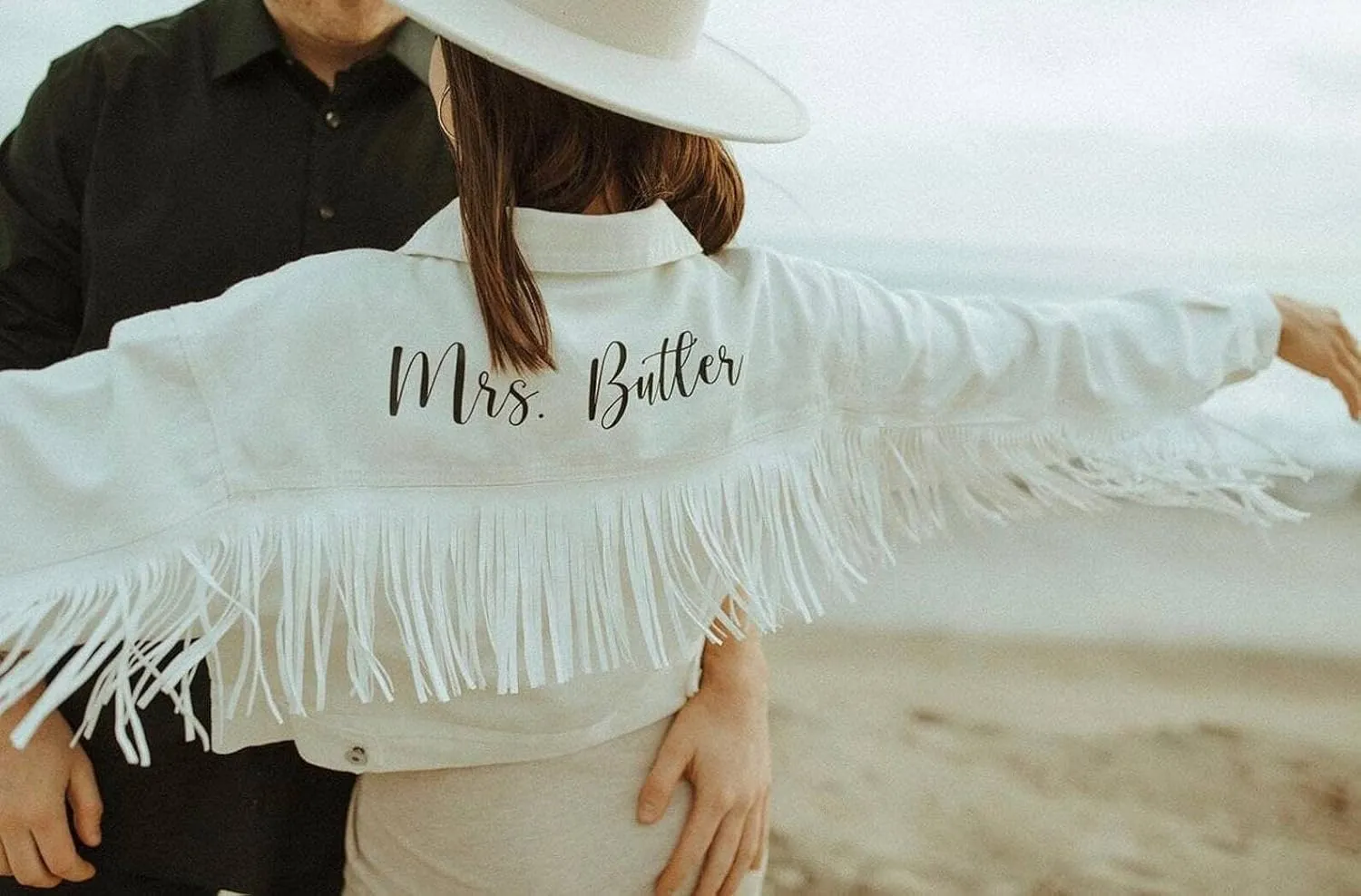 Personalized Cropped White Fringe Jean Jacket Women White Cropped Denim Jacket with Fringe Future Mrs Jean Jacket