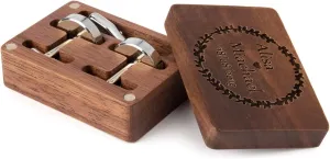 Personalized Groomsmen Gifts for Wedding Custom Name & Initial Wooden Cufflinks for Men Cufflinks with Cufflink Wood Box Engraved 26 Alphabet Letter Cufflinks for Father Groom Suit