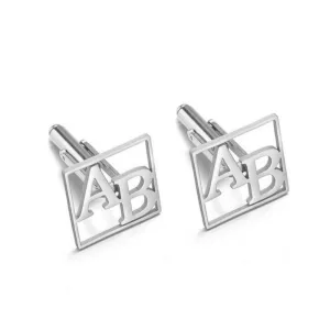 Personalized Initial Name Cufflinks for Men, Custom Stainless Steel Monogrammed Cuff links Wedding Groomsman Gift for Men Wedding Party Business Shirt Tuxedo Gift for Dad Husband Boyfriend