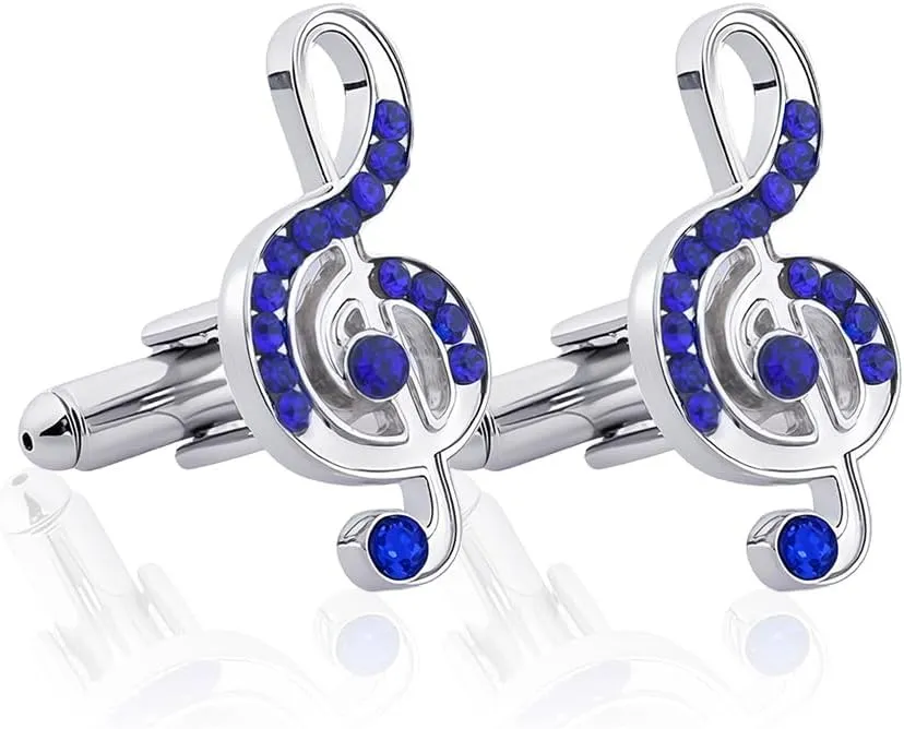 Personalized Music Note Cufflinks for Men Unique Cufflinks for Men Wedding Business Cufflink Blue Crystal Cuff Links Cuff Links for Man Funny Musician Birthday Gifts for Musicians Music Lovers