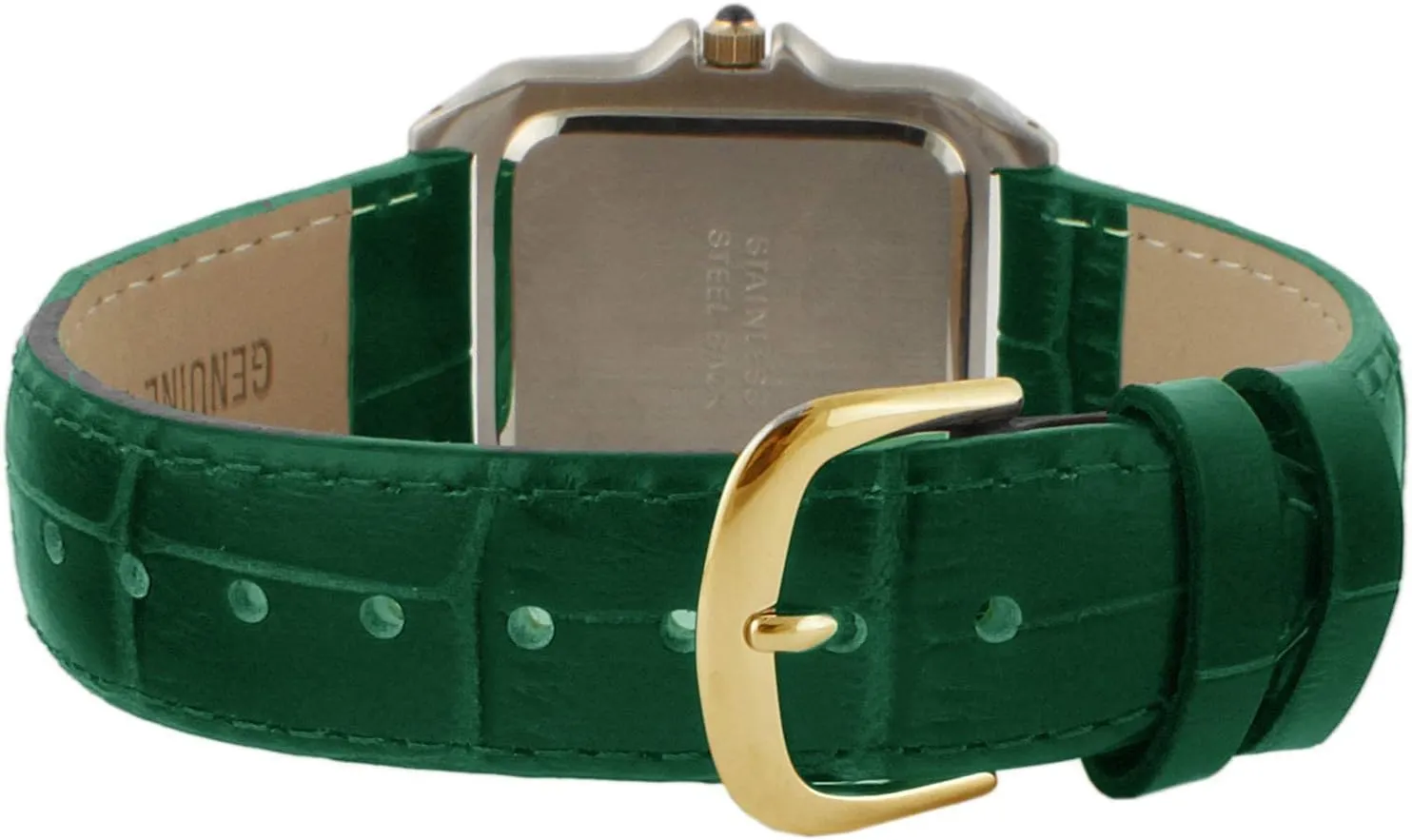 Peugeot Women Two-Tone Tank Shape Dress Watch with Designer Leather Wrist Band