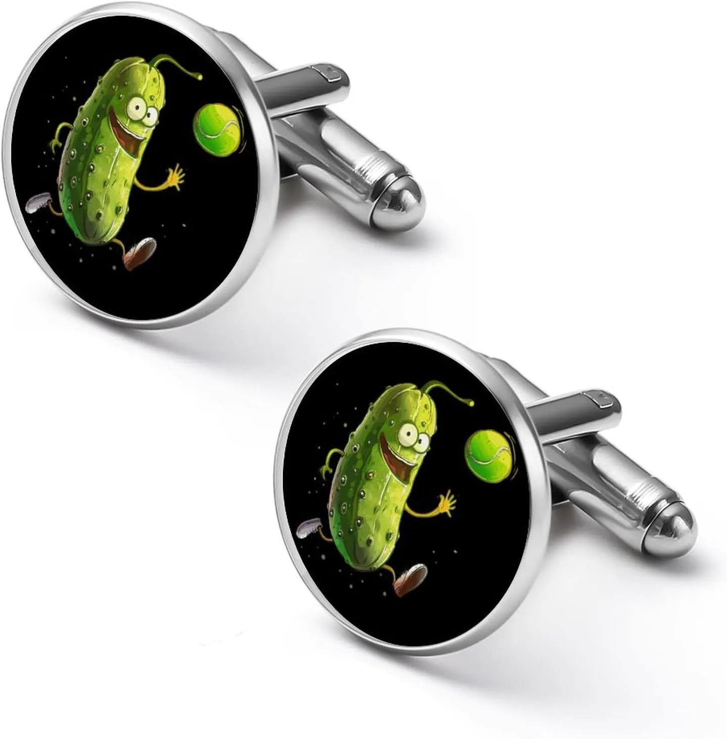 Pickle and Tennis Ball Men's Cufflinks Classic Tuxedo Shirt Cuff Dress Cuff Links Jewelry Accessories for Business Wedding
